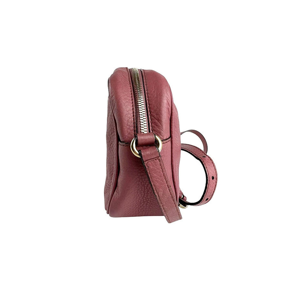Gucci Crossbody Bag Pink Leather Soho Shoulder Red Pink Red